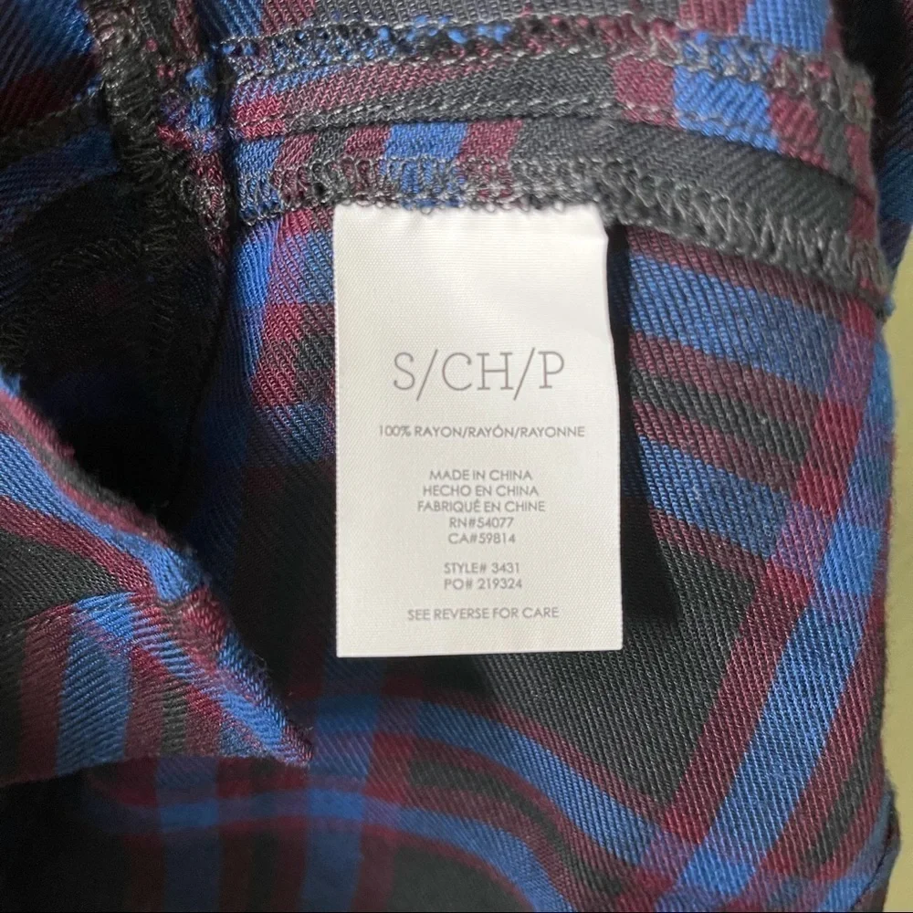 CAbi Moody Peplum Hem Plaid Shirt Black Blue Size Small Style 3431 - Picture 8 of 9